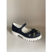 Туфли Pixel школьные для девочек на белой подошве кожаные